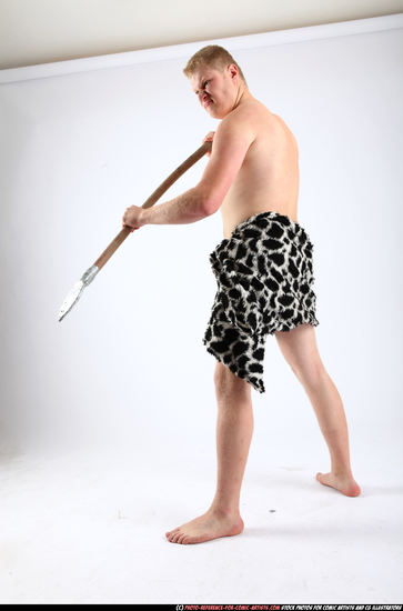 Man Adult Average White Fighting with spear Standing poses Army