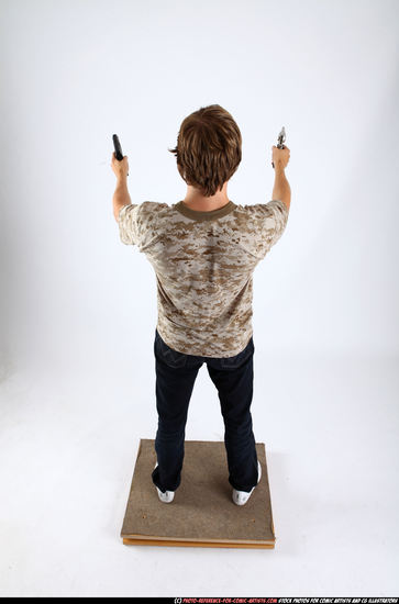 Man Adult Athletic White Fighting with gun Standing poses Casual