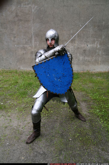 Man Adult Average White Fighting with sword Fight Army