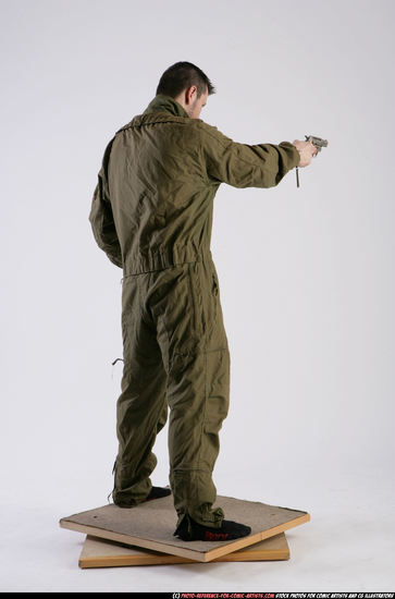 Man Adult Athletic White Fighting with gun Standing poses Army