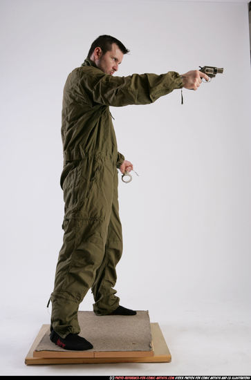 Man Adult Athletic White Fighting with gun Standing poses Army