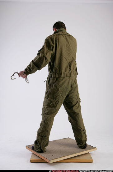 Man Adult Athletic White Fighting with gun Standing poses Army