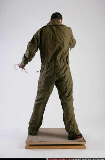 Man Adult Athletic White Fighting with gun Standing poses Army