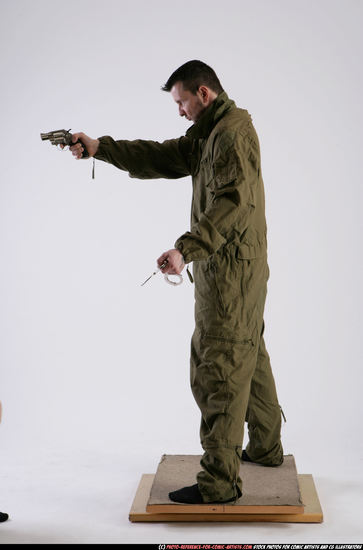 Man Adult Athletic White Fighting with gun Standing poses Army