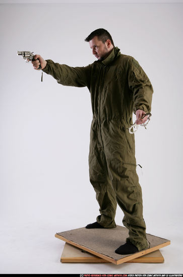 Man Adult Athletic White Fighting with gun Standing poses Army