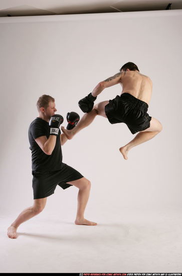 Adult Athletic White Kick fight Moving poses Sportswear Men