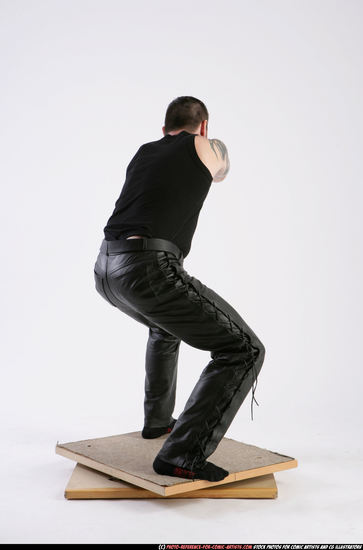 Man Adult Athletic White Fighting with gun Kneeling poses Casual