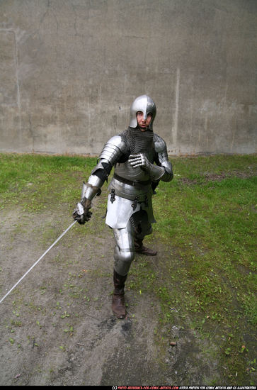 Man Adult Average White Fighting with sword Standing poses Army