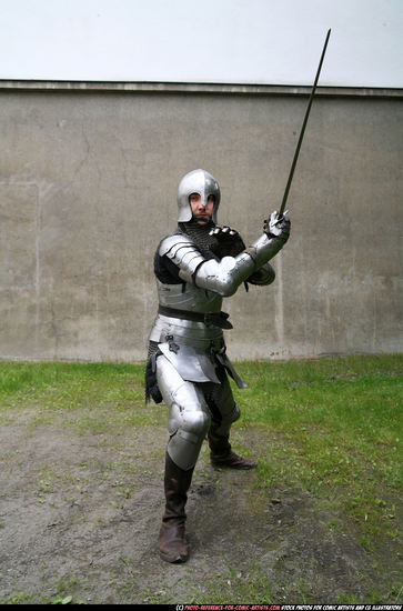 Man Adult Average White Fighting with sword Standing poses Army