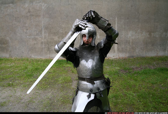 Man Adult Average White Fighting with sword Standing poses Army