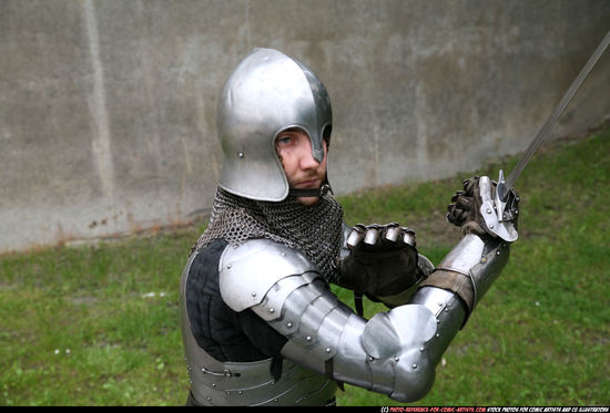 Man Adult Average White Fighting with sword Standing poses Army