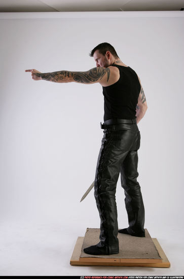 Man Adult Athletic White Fighting with sword Standing poses Casual