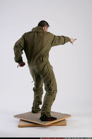 Man Adult Athletic White Fighting with knife Standing poses Army