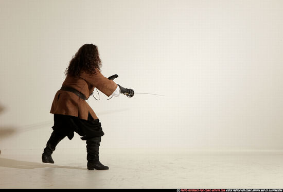 Man Adult Chubby White Fighting with sword Standing poses Army