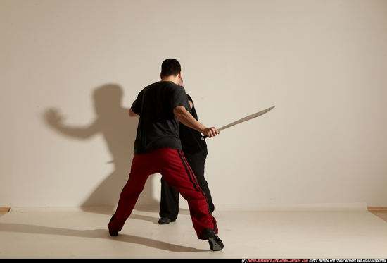 Adult Athletic White Fighting with sword Moving poses Sportswear Men