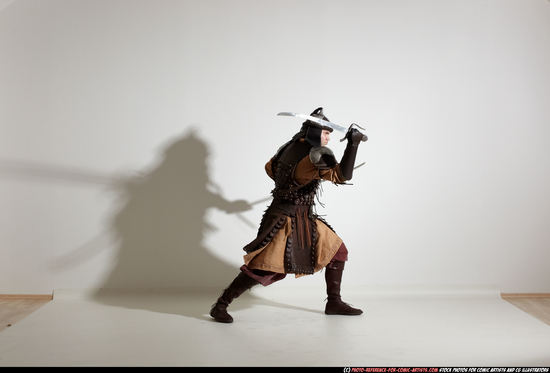 Man Adult Average White Fighting with sword Moving poses Army