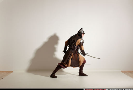 Man Adult Average White Fighting with sword Moving poses Army