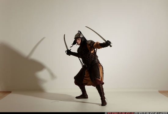 Man Adult Average White Fighting with sword Moving poses Army