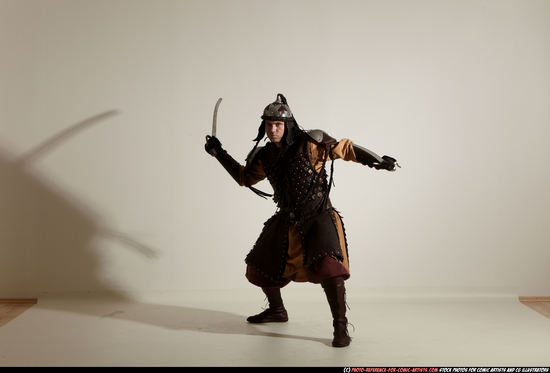 Man Adult Average White Fighting with sword Moving poses Army