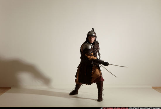 Man Adult Average White Fighting with sword Moving poses Army