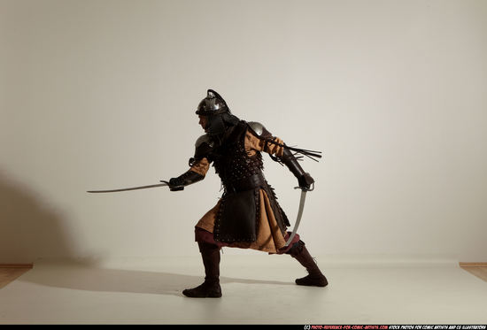 Man Adult Average White Fighting with sword Moving poses Army