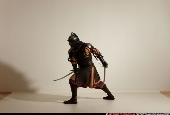 Man Adult Average White Fighting with sword Moving poses Army