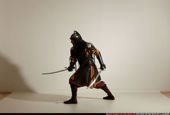 Man Adult Average White Fighting with sword Moving poses Army