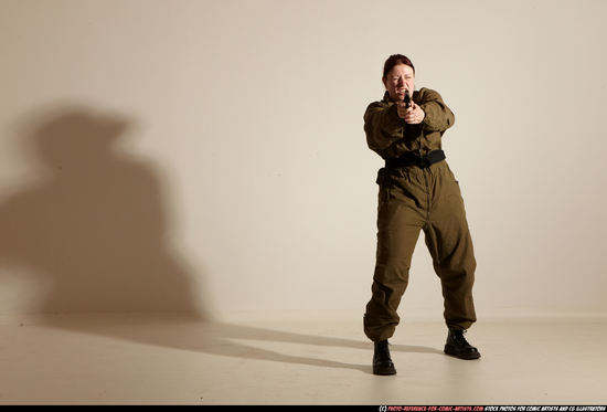 Woman Adult Average White Fighting with gun Moving poses Army