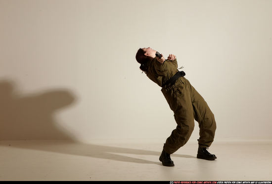 Woman Adult Average White Fighting with gun Moving poses Army