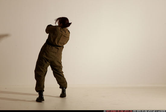 Woman Adult Average White Fighting with gun Moving poses Army