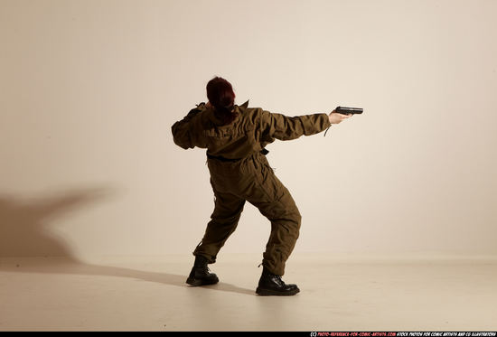 Woman Adult Average White Fighting with gun Moving poses Army