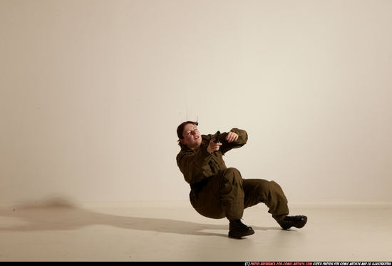 Woman Adult Average White Fighting with gun Moving poses Army