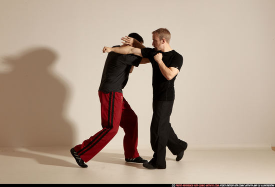 Adult Athletic White Martial art Moving poses Sportswear Men