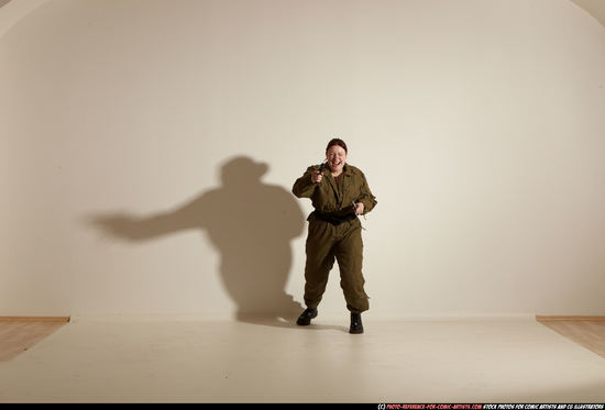 Woman Adult Average White Fighting with gun Moving poses Army