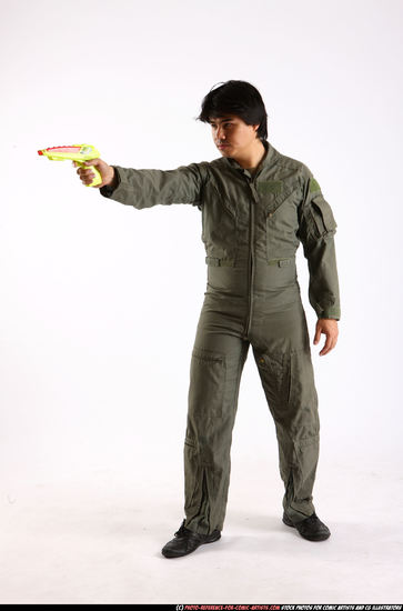 Man Adult Average Fighting with gun Standing poses Army Asian