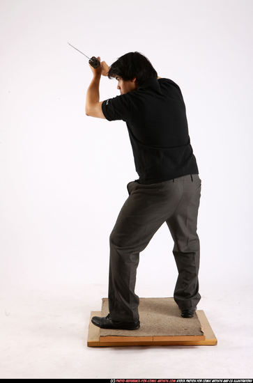 Man Adult Average Fighting with sword Standing poses Casual Asian