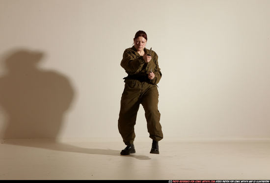 Woman Adult Average White Fighting with knife Moving poses Army