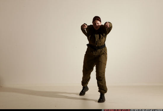 Woman Adult Average White Fighting with knife Moving poses Army