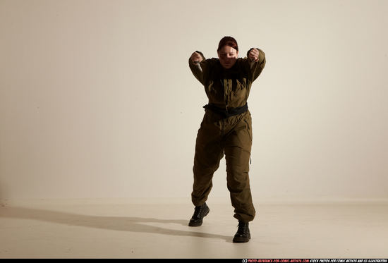 Woman Adult Average White Fighting with knife Moving poses Army