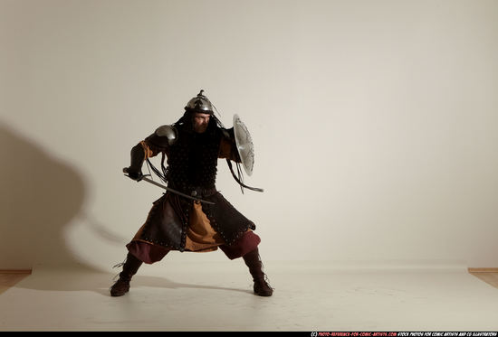 Man Adult Average White Fighting with sword Moving poses Army