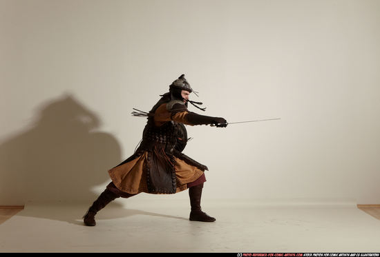 Man Adult Average White Fighting with sword Moving poses Army