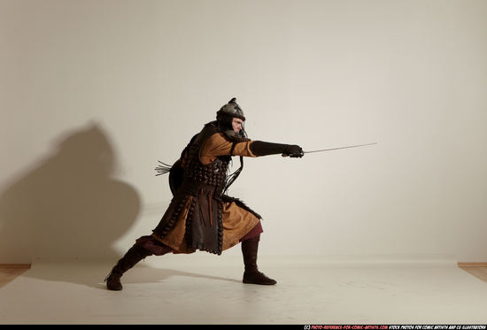 Man Adult Average White Fighting with sword Moving poses Army