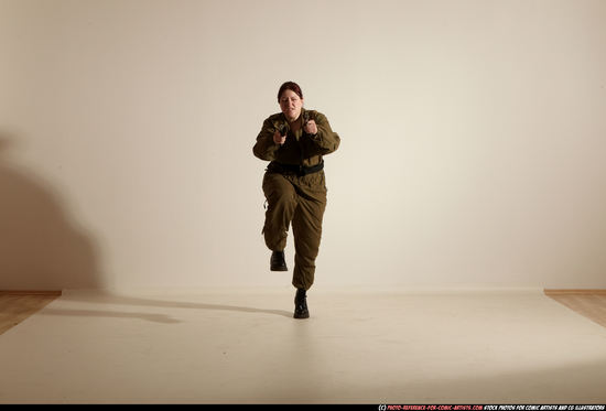 Woman Adult Average White Fighting with gun Moving poses Army