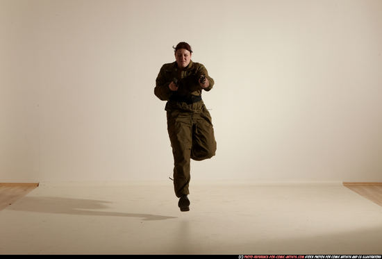 Woman Adult Average White Fighting with gun Moving poses Army