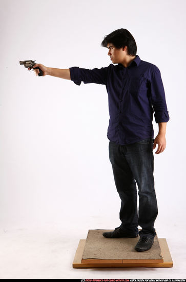 Man Adult Average Fighting with gun Standing poses Casual Asian