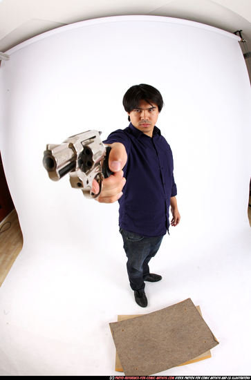 Man Adult Average Fighting with gun Standing poses Casual Asian