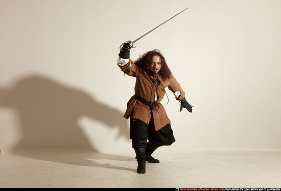 Man Adult Average White Fighting with sword Moving poses Army