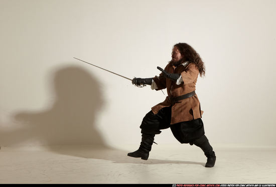 Man Adult Average White Fighting with sword Moving poses Army