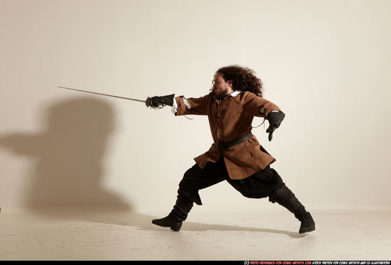 Man Adult Average White Fighting with sword Moving poses Army