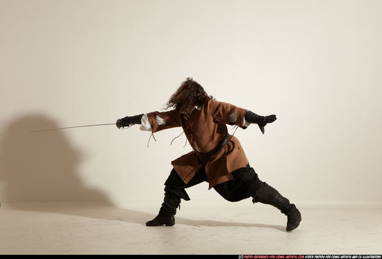 Man Adult Average White Fighting with sword Moving poses Army